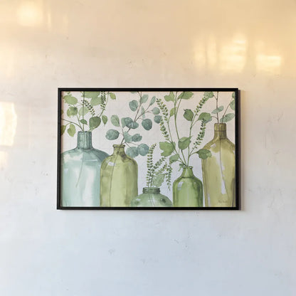 Mixed Greens L by Lisa Audit. shown as a paper print in a black flame. Available as a archival giclee rolled canvas, fine art paper, or poster print. SKU 36526i.