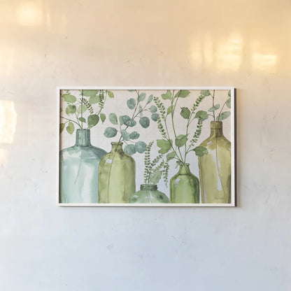 Mixed Greens L by Lisa Audit. shown as a paper print in a white frame. Available as a archival giclee rolled canvas, fine art paper, or poster print. SKU 36526i.