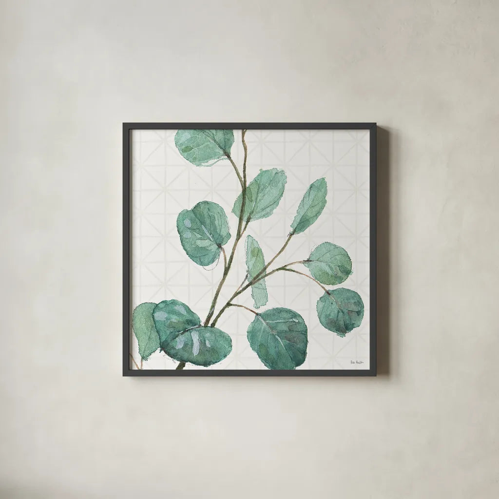 Mixed Greens LI by Lisa Audit. Shown in a sleek black glass frame for a contemporary gallery look. Available as an archival giclee rolled canvas, fine art paper, or poster print. SKU 36527a.