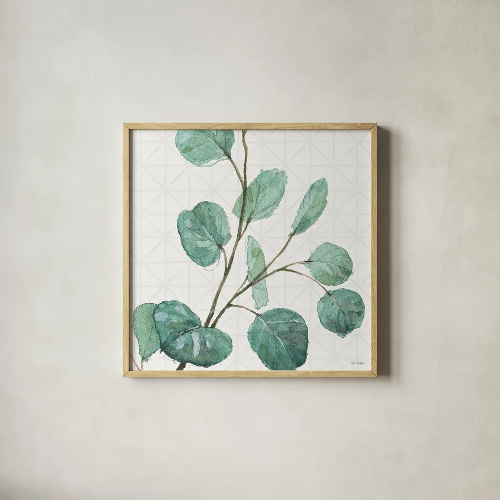 Mixed Greens LI by Lisa Audit. Shown in a natural wood glass frame for a timeless modern aesthetic. Available as an archival giclee rolled canvas, fine art paper, or poster print. SKU 36527a.