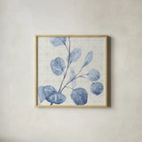 Mixed Greens LI Blue by Lisa Audit. Shown in a natural wood glass frame for a timeless modern aesthetic. Available as an archival giclee rolled canvas, fine art paper, or poster print. SKU 42752a.