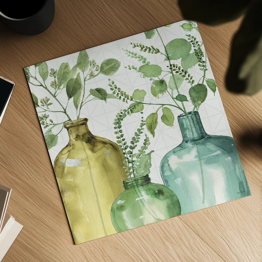 Mixed Greens LV by Lisa Audit. Shown as a detailed flat fine art print, highlighting archival giclee quality. Available as an archival giclee rolled canvas, fine art paper, or poster print. SKU 36531a.