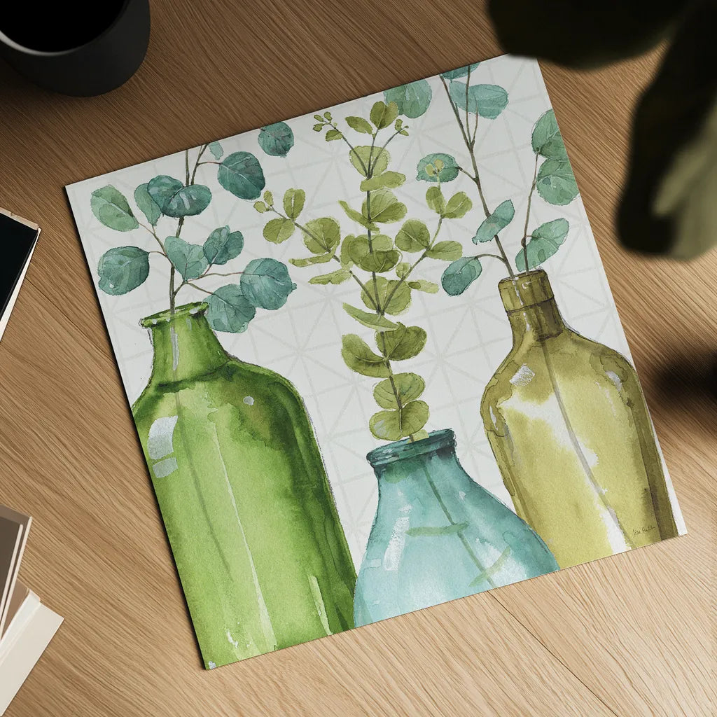 Mixed Greens LVI by Lisa Audit. Shown as a detailed flat fine art print, highlighting archival giclee quality. Available as an archival giclee rolled canvas, fine art paper, or poster print. SKU 36532a.