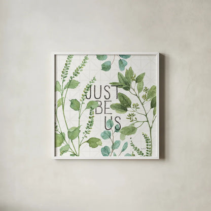 Mixed Greens LXV by Lisa Audit. Shown in a crisp white glass frame for a clean and minimalist style. Available as an archival giclee rolled canvas, fine art paper, or poster print. SKU 36540a.