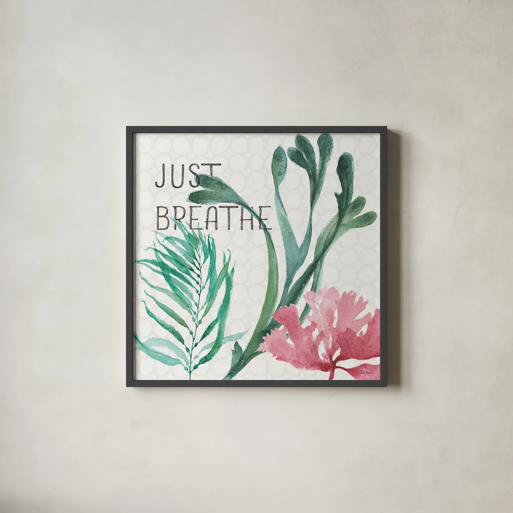 Mixed Greens LXVII by Lisa Audit. Shown in a sleek black glass frame for a contemporary gallery look. Available as an archival giclee rolled canvas, fine art paper, or poster print. SKU 36542a.