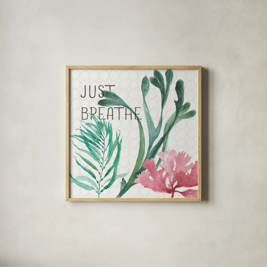 Mixed Greens LXVII by Lisa Audit. Shown in a natural wood glass frame for a timeless modern aesthetic. Available as an archival giclee rolled canvas, fine art paper, or poster print. SKU 36542a.