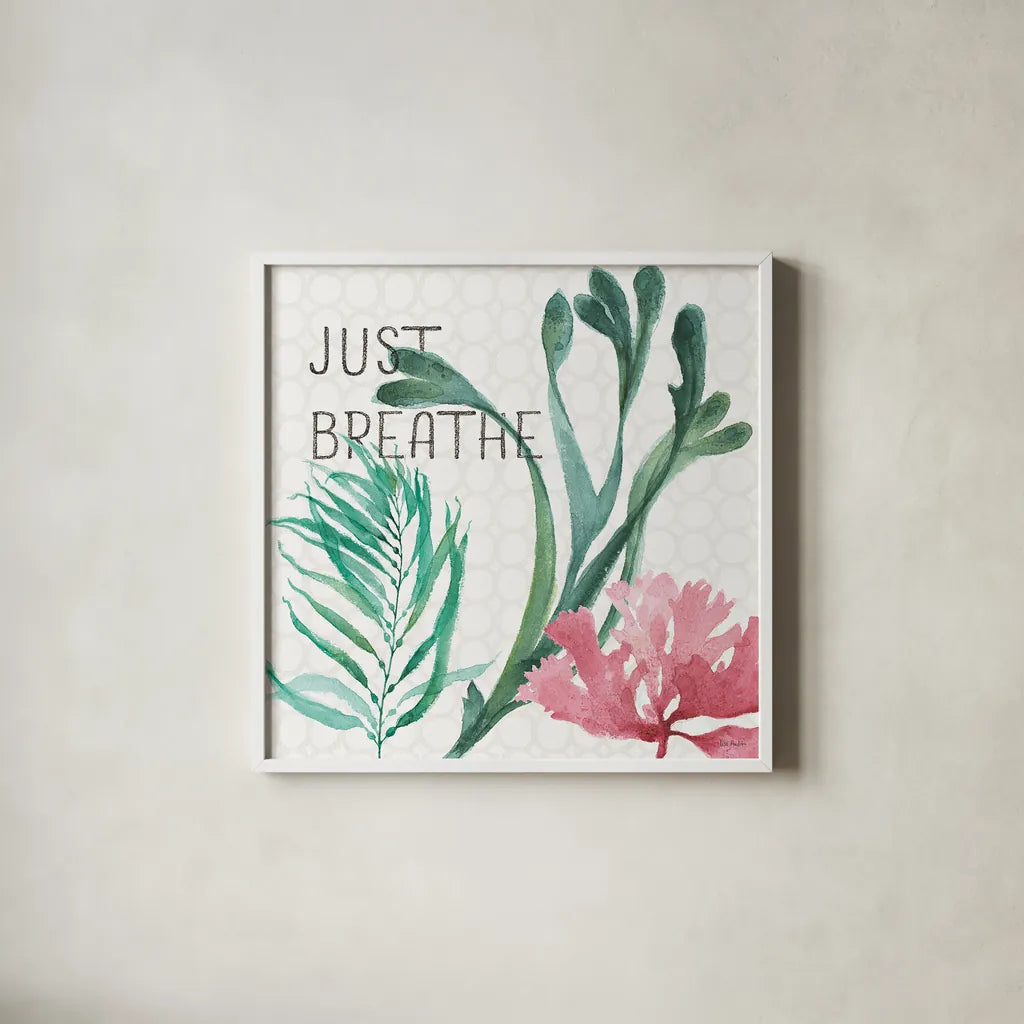 Mixed Greens LXVII by Lisa Audit. Shown in a crisp white glass frame for a clean and minimalist style. Available as an archival giclee rolled canvas, fine art paper, or poster print. SKU 36542a.