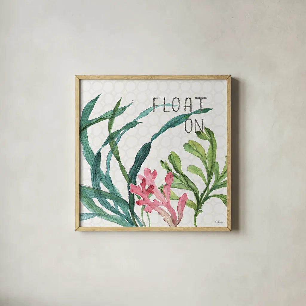 Mixed Greens LXVIII by Lisa Audit. Shown in a natural wood glass frame for a timeless modern aesthetic. Available as an archival giclee rolled canvas, fine art paper, or poster print. SKU 36543a.