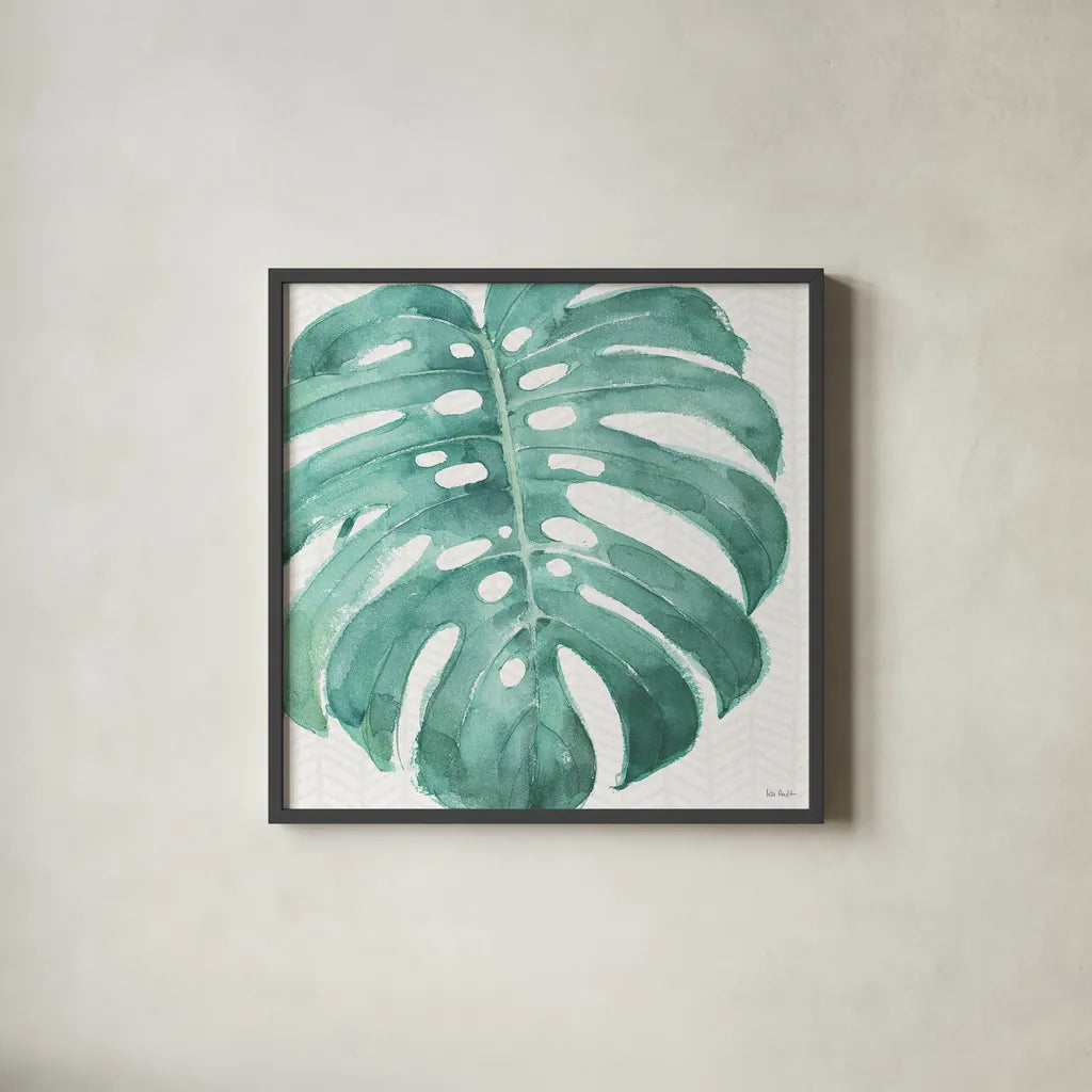 Mixed Greens LXXII by Lisa Audit. Shown in a sleek black glass frame for a contemporary gallery look. Available as an archival giclee rolled canvas, fine art paper, or poster print. SKU 36548a.
