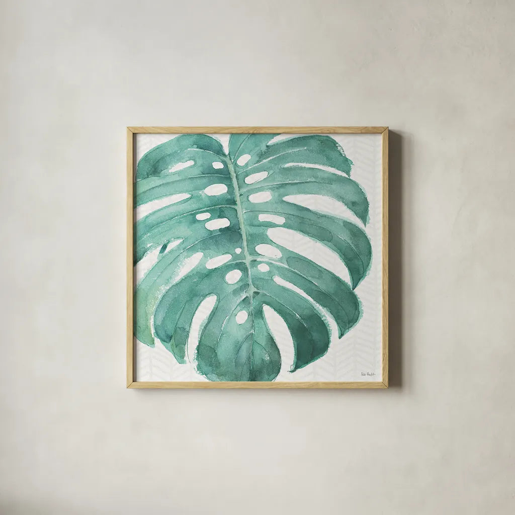Mixed Greens LXXII by Lisa Audit. Shown in a natural wood glass frame for a timeless modern aesthetic. Available as an archival giclee rolled canvas, fine art paper, or poster print. SKU 36548a.
