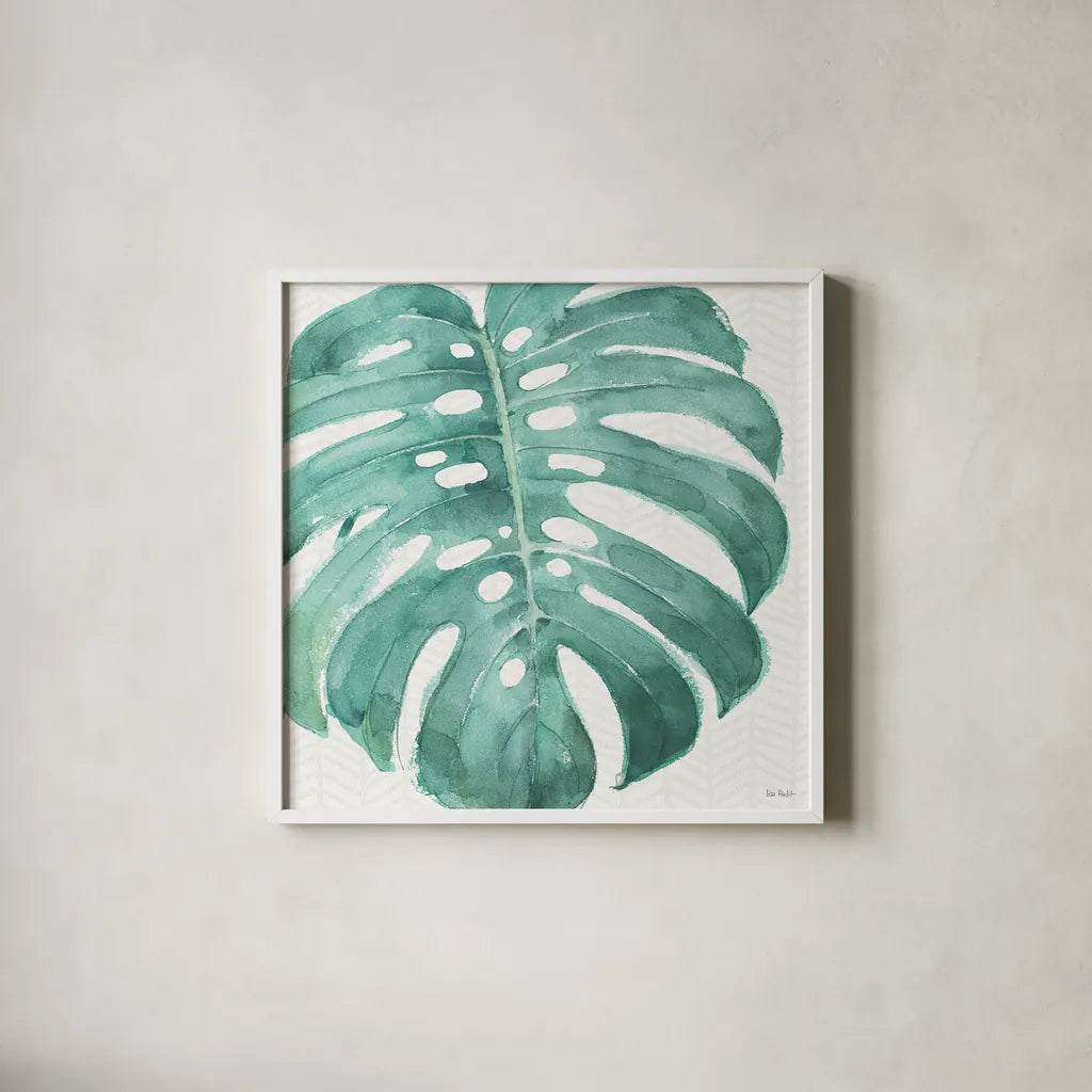 Mixed Greens LXXII by Lisa Audit. Shown in a crisp white glass frame for a clean and minimalist style. Available as an archival giclee rolled canvas, fine art paper, or poster print. SKU 36548a.