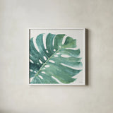 Mixed Greens LXXIII by Lisa Audit. Shown in a crisp white glass frame for a clean and minimalist style. Available as an archival giclee rolled canvas, fine art paper, or poster print. SKU 36549a.