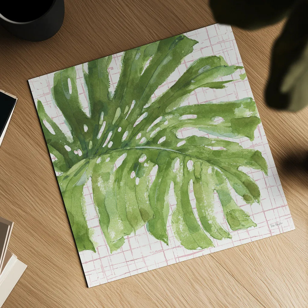 Mixed Greens LXXIV on Pink by Lisa Audit. Shown as a detailed flat fine art print, highlighting archival giclee quality. Available as an archival giclee rolled canvas, fine art paper, or poster print. SKU 55312a.