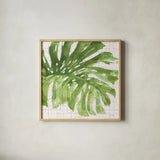 Mixed Greens LXXIV on Pink by Lisa Audit. Shown in a natural wood glass frame for a timeless modern aesthetic. Available as an archival giclee rolled canvas, fine art paper, or poster print. SKU 55312a.