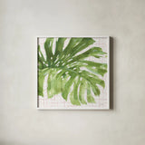 Mixed Greens LXXIV on Pink by Lisa Audit. Shown in a crisp white glass frame for a clean and minimalist style. Available as an archival giclee rolled canvas, fine art paper, or poster print. SKU 55312a.