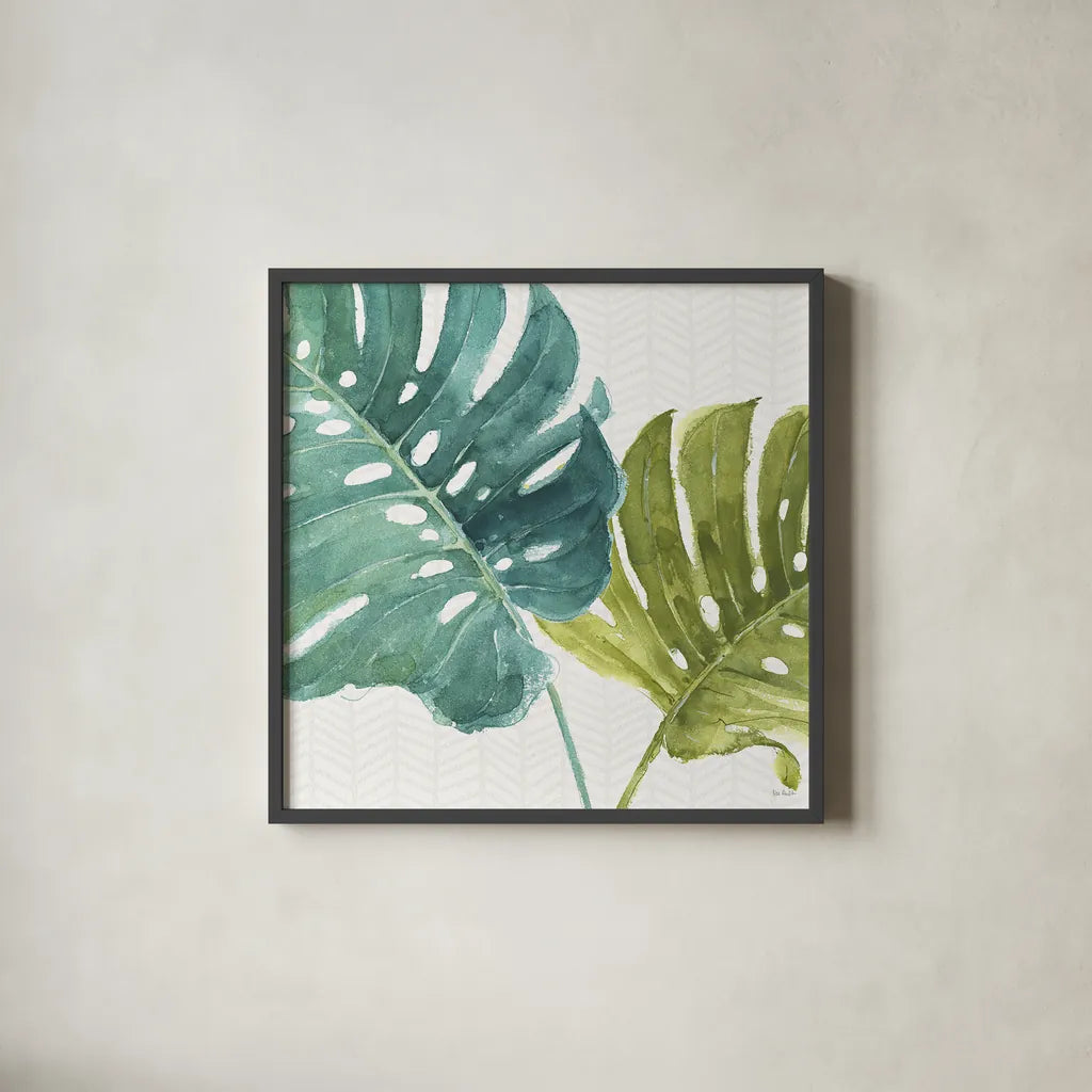 Mixed Greens LXXV by Lisa Audit. Shown in a sleek black glass frame for a contemporary gallery look. Available as an archival giclee rolled canvas, fine art paper, or poster print. SKU 36551a.