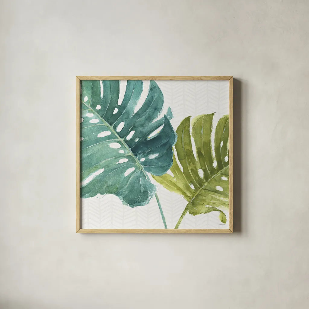Mixed Greens LXXV by Lisa Audit. Shown in a natural wood glass frame for a timeless modern aesthetic. Available as an archival giclee rolled canvas, fine art paper, or poster print. SKU 36551a.