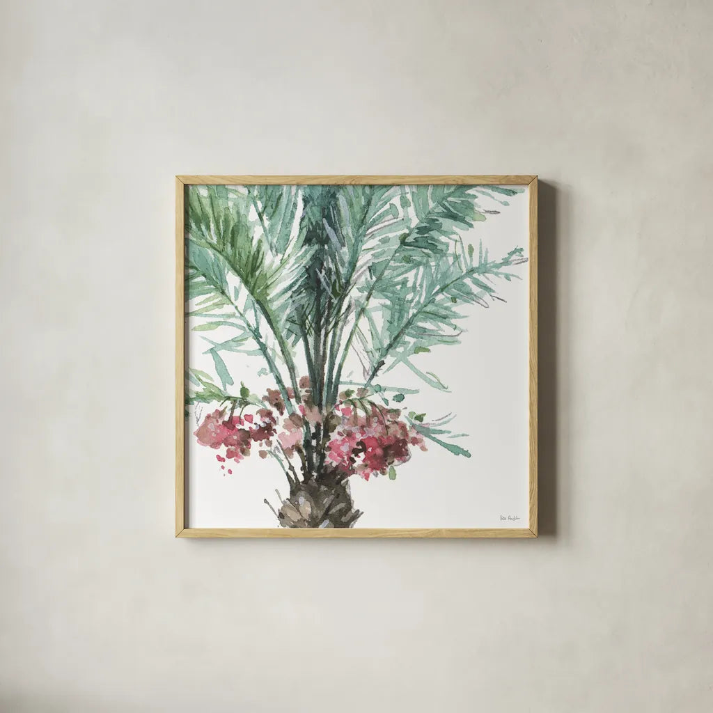 Mixed Greens V on White by Lisa Audit. Shown in a natural wood glass frame for a timeless modern aesthetic. Available as an archival giclee rolled canvas, fine art paper, or poster print. SKU 82377a.