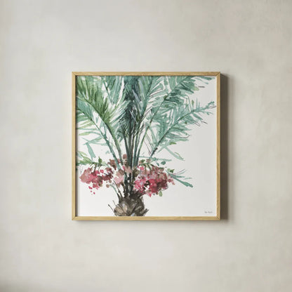 Mixed Greens V on White by Lisa Audit. Shown in a natural wood glass frame for a timeless modern aesthetic. Available as an archival giclee rolled canvas, fine art paper, or poster print. SKU 82377a.