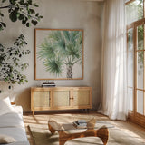Mixed Greens VI by Lisa Audit. Shown in a natural wood frame in a cozy modern living room. Available as an archival giclee rolled canvas, fine art paper, or poster print. SKU 36464a.