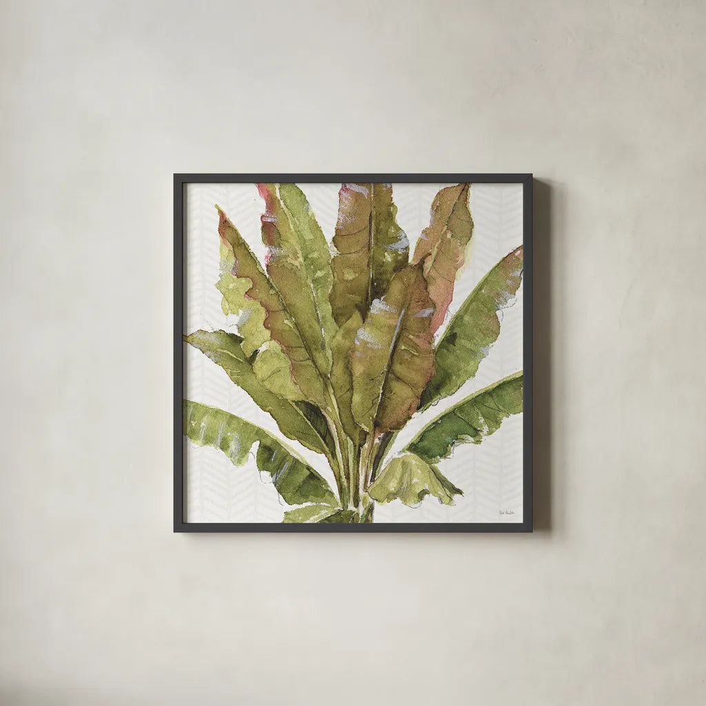 Mixed Greens VII by Lisa Audit. Shown in a sleek black glass frame for a contemporary gallery look. Available as an archival giclee rolled canvas, fine art paper, or poster print. SKU 36465a.