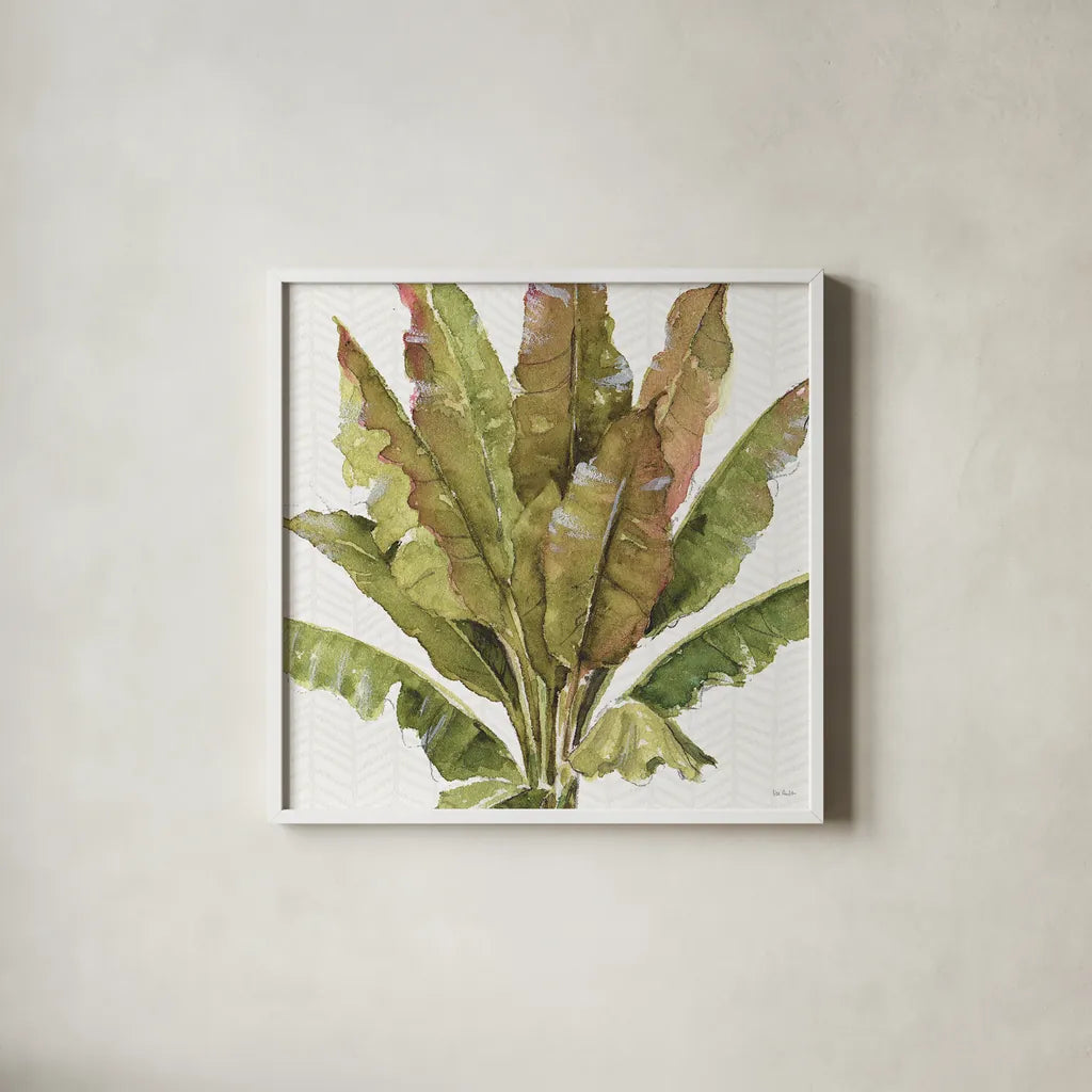 Mixed Greens VII by Lisa Audit. Shown in a crisp white glass frame for a clean and minimalist style. Available as an archival giclee rolled canvas, fine art paper, or poster print. SKU 36465a.