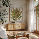 Mixed Greens VII by Lisa Audit. Shown in a natural wood frame in a cozy modern living room. Available as an archival giclee rolled canvas, fine art paper, or poster print. SKU 36465a.