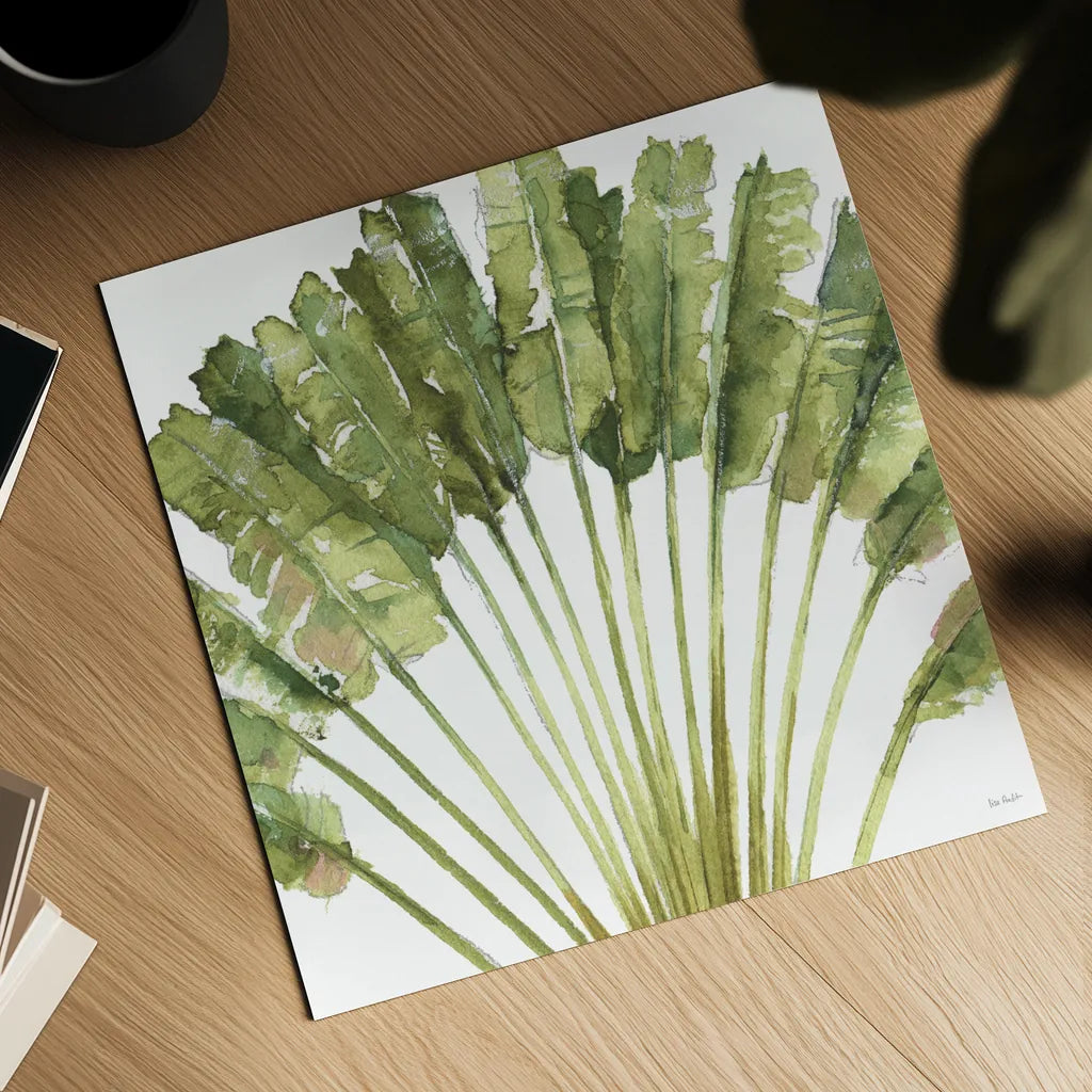 Mixed Greens VIII on White by Lisa Audit. Shown as a detailed flat fine art print, highlighting archival giclee quality. Available as an archival giclee rolled canvas, fine art paper, or poster print. SKU 82378a.