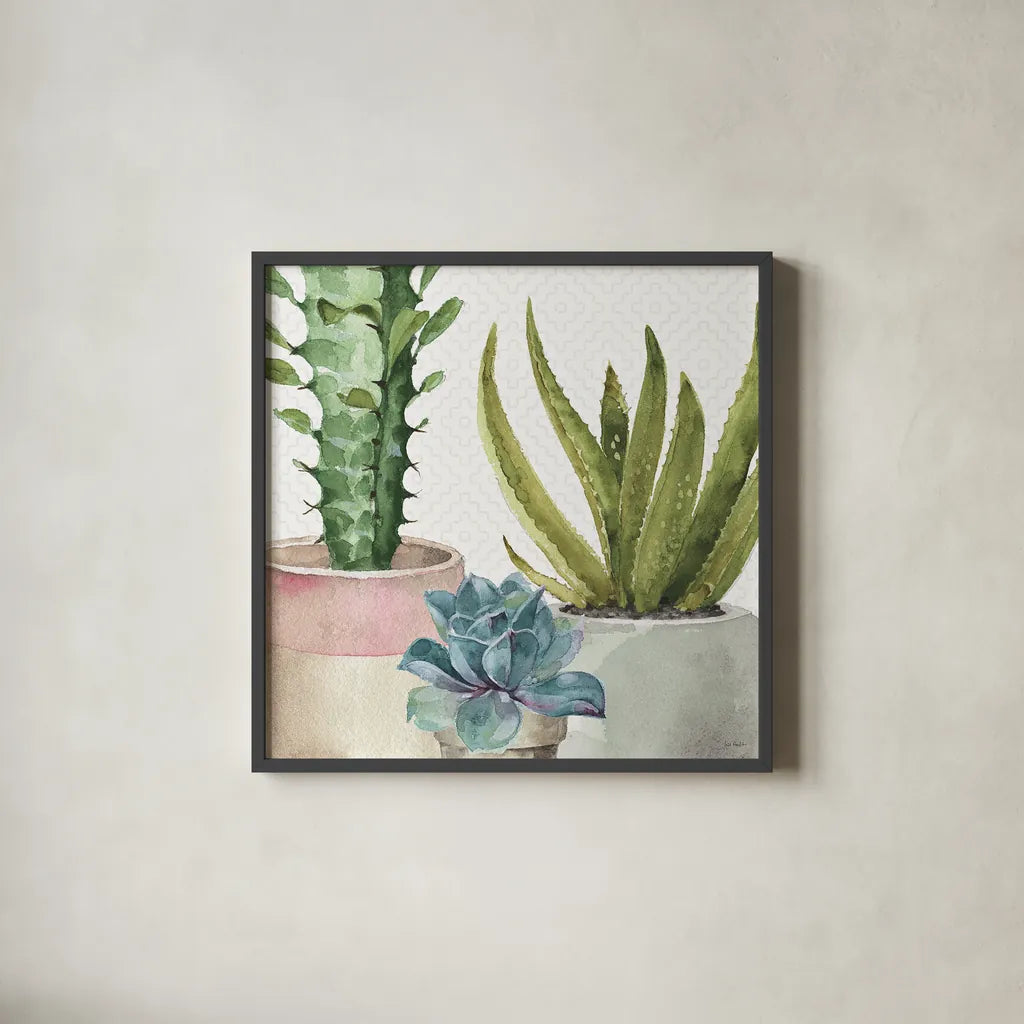 Mixed Greens XL by Lisa Audit. Shown in a sleek black glass frame for a contemporary gallery look. Available as an archival giclee rolled canvas, fine art paper, or poster print. SKU 36516a.