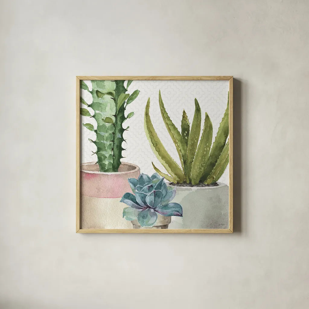 Mixed Greens XL by Lisa Audit. Shown in a natural wood glass frame for a timeless modern aesthetic. Available as an archival giclee rolled canvas, fine art paper, or poster print. SKU 36516a.