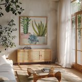 Mixed Greens XL by Lisa Audit. Shown in a natural wood frame in a cozy modern living room. Available as an archival giclee rolled canvas, fine art paper, or poster print. SKU 36516a.