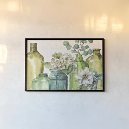 Mixed Greens XLIX by Lisa Audit. shown as a paper print in a black flame. Available as a archival giclee rolled canvas, fine art paper, or poster print. SKU 36525i.