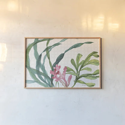 Mixed Greens XVII by Lisa Audit. shown as a paper print in a natural frame. Available as a archival giclee rolled canvas, fine art paper, or poster print. SKU 36475i.
