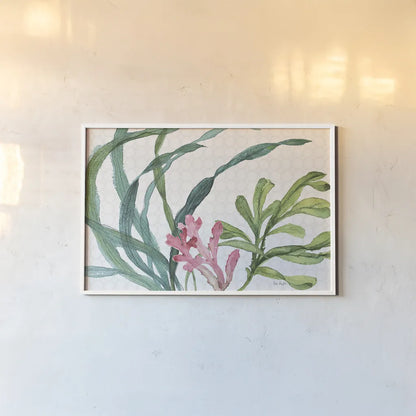 Mixed Greens XVII by Lisa Audit. shown as a paper print in a white frame. Available as a archival giclee rolled canvas, fine art paper, or poster print. SKU 36475i.