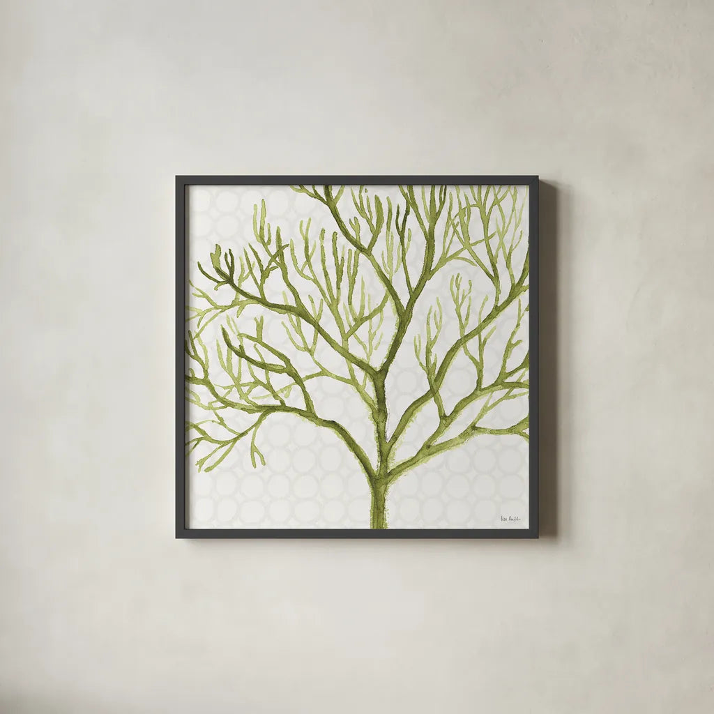 Mixed Greens XXII by Lisa Audit. Shown in a sleek black glass frame for a contemporary gallery look. Available as an archival giclee rolled canvas, fine art paper, or poster print. SKU 36480a.