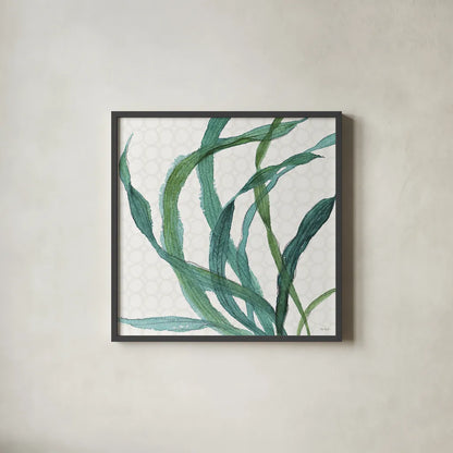 Mixed Greens XXIII by Lisa Audit. Shown in a sleek black glass frame for a contemporary gallery look. Available as an archival giclee rolled canvas, fine art paper, or poster print. SKU 36481a.