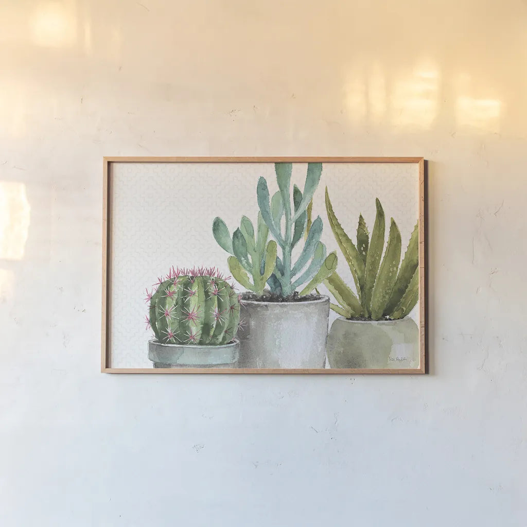 Mixed Greens XXXIV by Lisa Audit. shown as a paper print in a natural frame. Available as a archival giclee rolled canvas, fine art paper, or poster print. SKU 36492i.