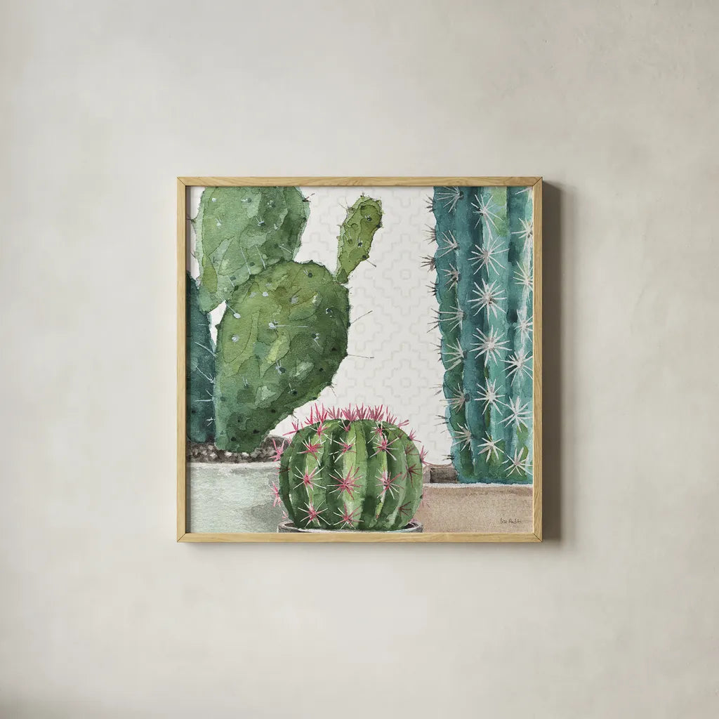 Mixed Greens XXXIX by Lisa Audit. Shown in a natural wood glass frame for a timeless modern aesthetic. Available as an archival giclee rolled canvas, fine art paper, or poster print. SKU 36497a.