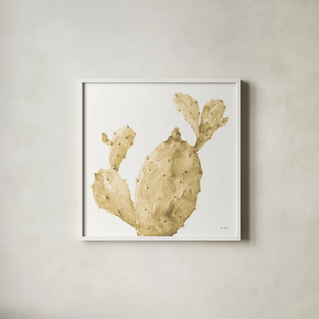 Mixed Greens XXXV Gold by Lisa Audit. Shown in a crisp white glass frame for a clean and minimalist style. Available as an archival giclee rolled canvas, fine art paper, or poster print. SKU 60016a.
