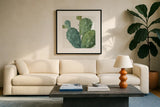 Mixed Greens XXXVI by Lisa Audit. Displayed in a glass frame with matte in a clean modern living room. Available as an archival giclee rolled canvas, fine art paper, or poster print. SKU 36494a.