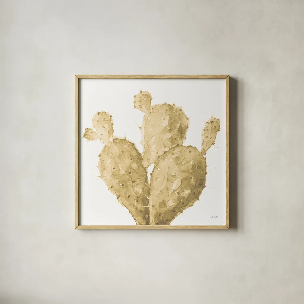 Mixed Greens XXXVI Gold by Lisa Audit. Shown in a natural wood glass frame for a timeless modern aesthetic. Available as an archival giclee rolled canvas, fine art paper, or poster print. SKU 60017a.