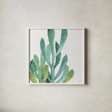 Mixed Greens XXXVII by Lisa Audit. Shown in a crisp white glass frame for a clean and minimalist style. Available as an archival giclee rolled canvas, fine art paper, or poster print. SKU 36495a.