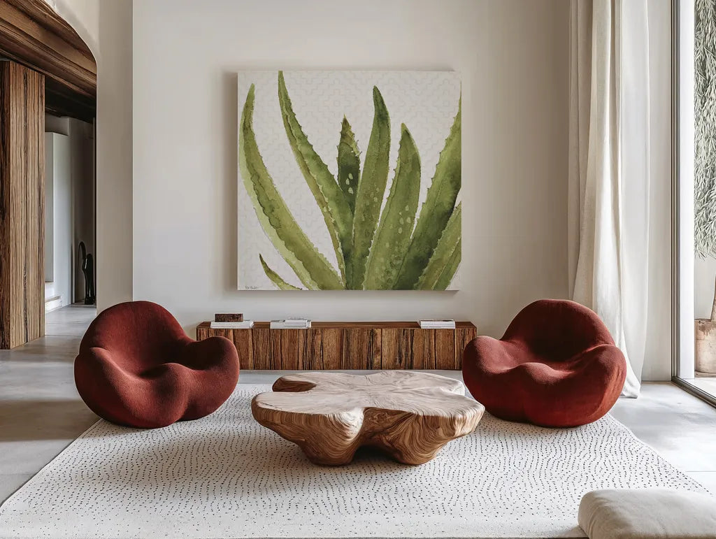 Mixed Greens XXXVIII by Lisa Audit. Shown as extra-large giant wall art in a modern living room. Available as an archival giclee rolled canvas, fine art paper, or poster print. SKU 36496a.