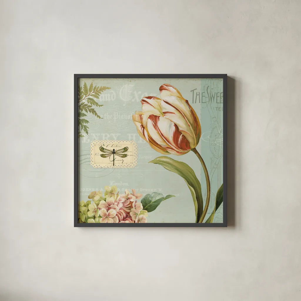 Mothers Treasure II by Lisa Audit. Shown in a sleek black glass frame for a contemporary gallery look. Available as an archival giclee rolled canvas, fine art paper, or poster print. SKU 4915a.