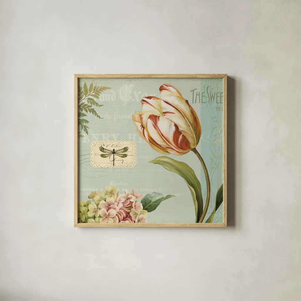 Mothers Treasure II by Lisa Audit. Shown in a natural wood glass frame for a timeless modern aesthetic. Available as an archival giclee rolled canvas, fine art paper, or poster print. SKU 4915a.