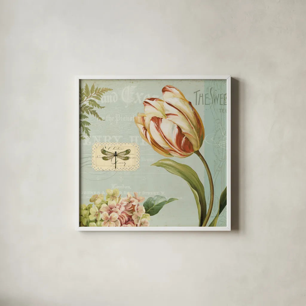 Mothers Treasure II by Lisa Audit. Shown in a crisp white glass frame for a clean and minimalist style. Available as an archival giclee rolled canvas, fine art paper, or poster print. SKU 4915a.