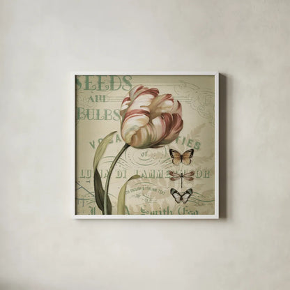 Mothers Treasure V Vintage Square by Lisa Audit. Shown in a crisp white glass frame for a clean and minimalist style. Available as an archival giclee rolled canvas, fine art paper, or poster print. SKU 99359a.
