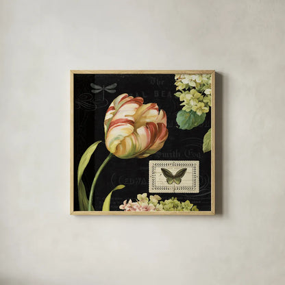 Mothers Treasures I Dark by Lisa Audit. Shown in a natural wood glass frame for a timeless modern aesthetic. Available as an archival giclee rolled canvas, fine art paper, or poster print. SKU 28208a.