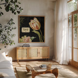 Mothers Treasures II Dark by Lisa Audit. Shown in a natural wood frame in a cozy modern living room. Available as an archival giclee rolled canvas, fine art paper, or poster print. SKU 28207a.