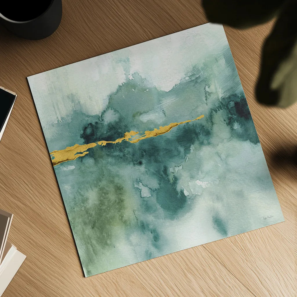 My Greehouse Abstract I Crop Blue by Lisa Audit. Shown as a detailed flat fine art print, highlighting archival giclee quality. Available as an archival giclee rolled canvas, fine art paper, or poster print. SKU 20887a.